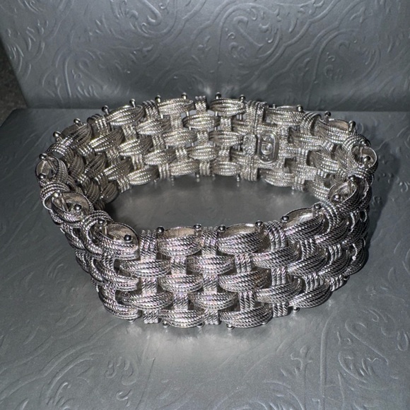 Vintage woven Italian sterling silver bracelet - Picture 8 of 9